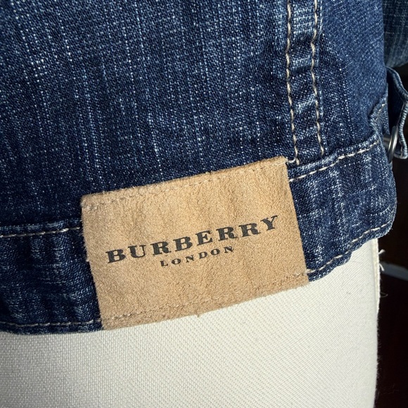 Burberry Dark Blue Denim Jacket with Tan Leather Label - Picture 9 of 10